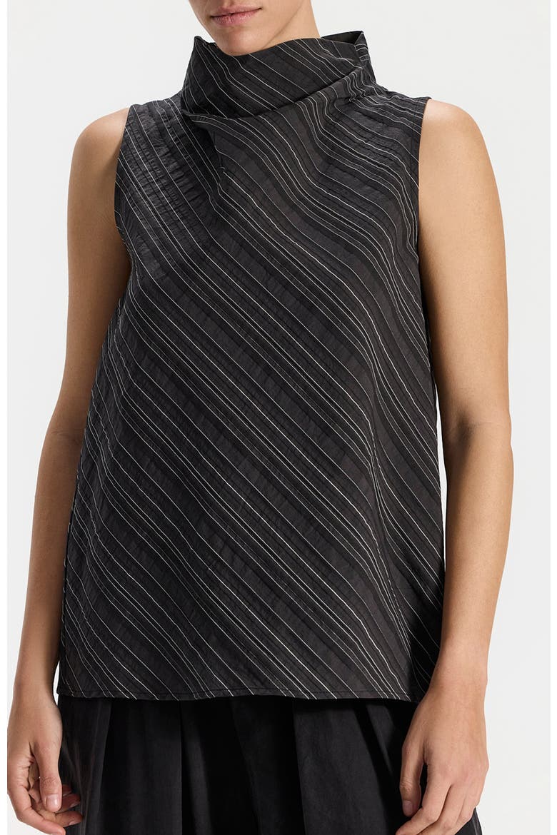 May Stripped Sleeveless Top, Main, color, Black With White Stripes