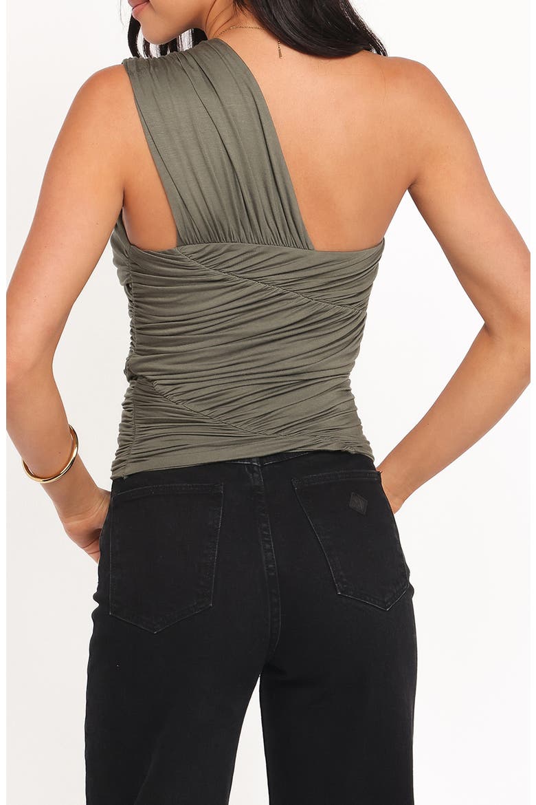 Phelps Ruched One-Shoulder Top, Alternate, color, OLIVE
