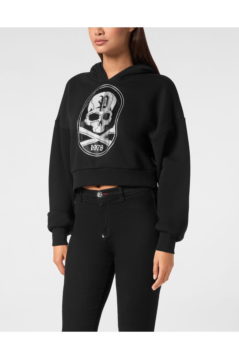 Hooded Sweatshirt Skull&Bones Women, Main, color, black