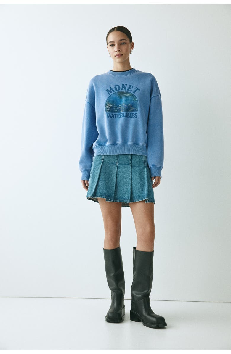 H&M Oversized Print-motif Sweatshirt, Main, color, Blue/Monet