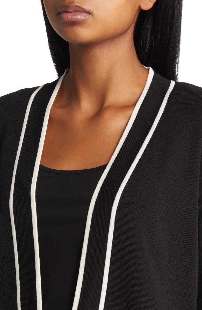 Anne Klein Malibu Tipped Cardigan, Alternate, color, Anne Black Anne White
