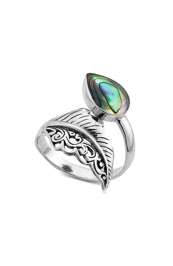 Samuel B. Sterling Silver Criss Cross Leaf Ring In Silver