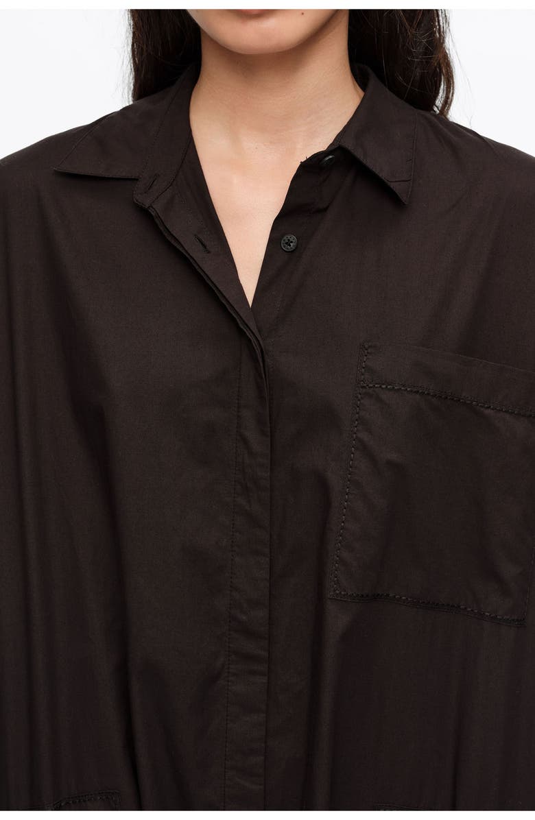 Bimba y Lola Cotton Embroidered Shirt Dress, Alternate, color, Black