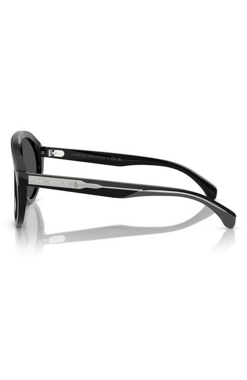 Moncler Men's Me6001 Aviator Sunglasses In Shiny Black