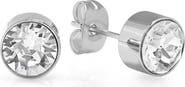STEELTIME 18K Gold Plated April Simulated Birthstone Stud Earrings