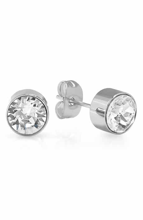 18K Gold Plated April Simulated Birthstone Stud Earrings