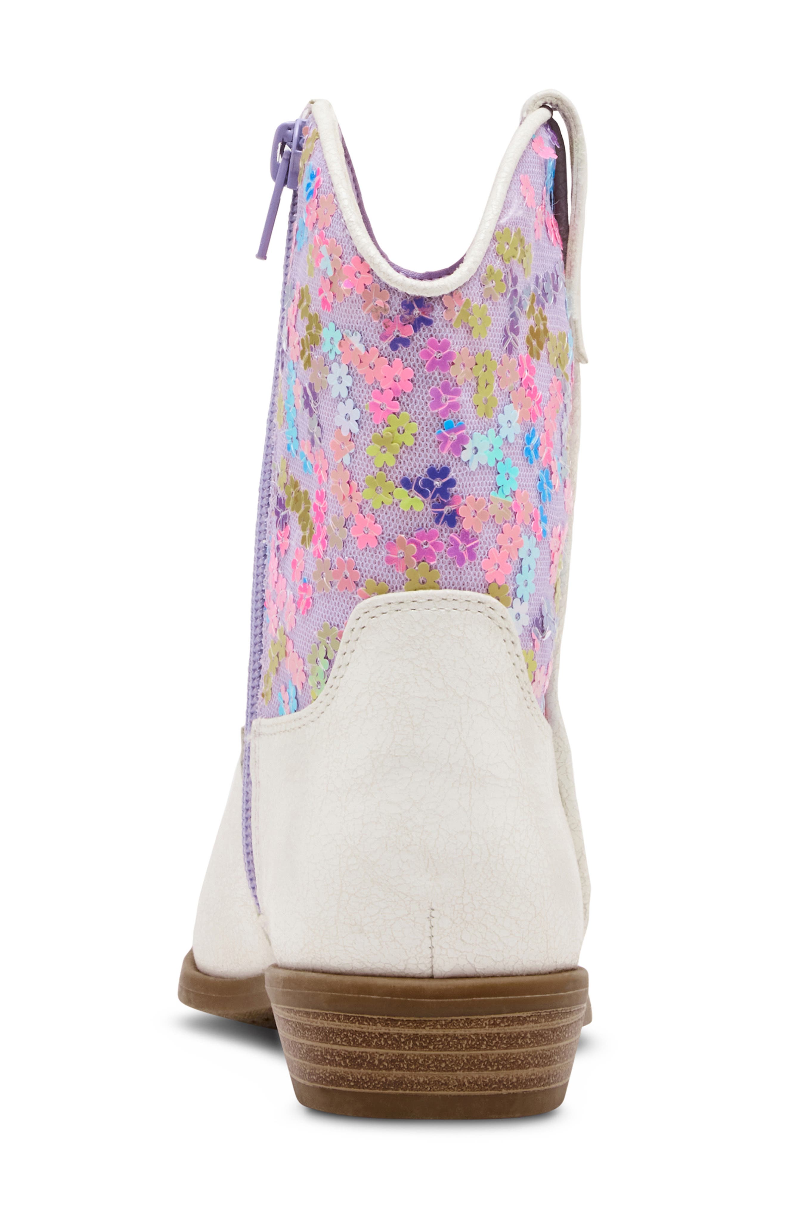 Steve Madden Kids' Peek Floral Western Boot, Alternate, color, Bone