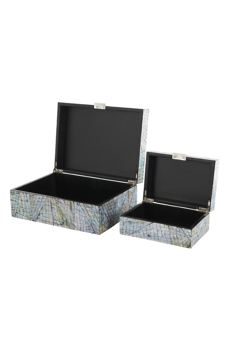 UMA Contemporary Set of 2 Decorative Mother of Pearl Boxes, Alternate, color, Multi Colored