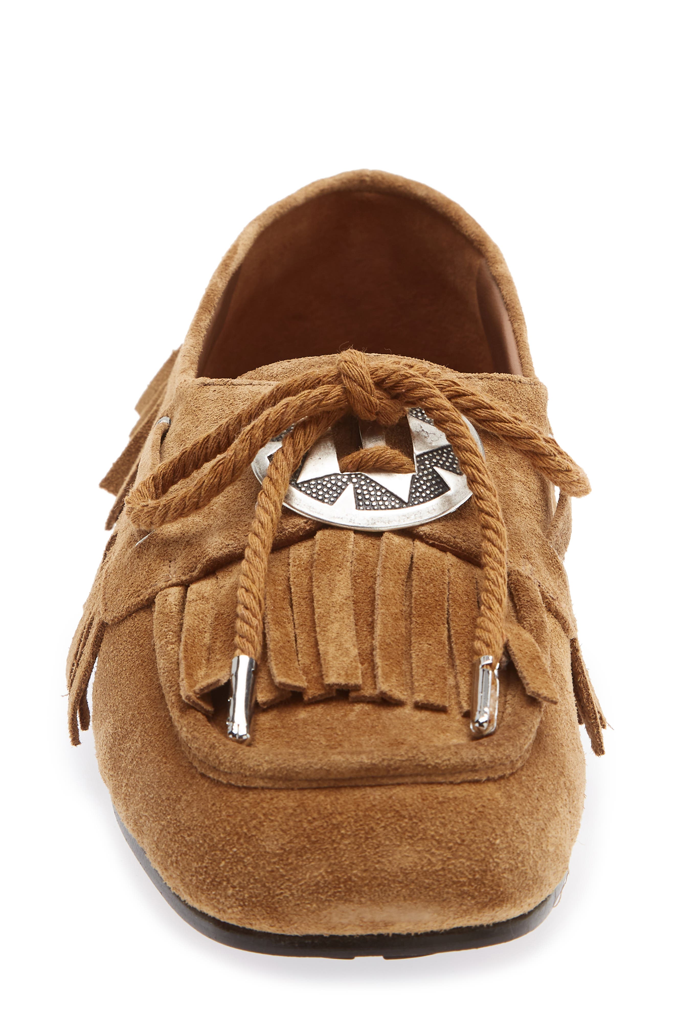 Fringe Driving Loafer, Alternate, color, CHESTNUT SUEDE