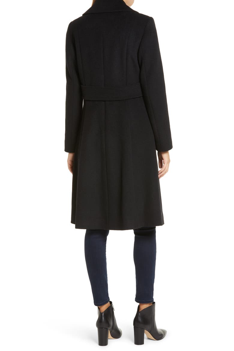 Notch Collar Wool Blend Coat, Alternate, color, BLACK