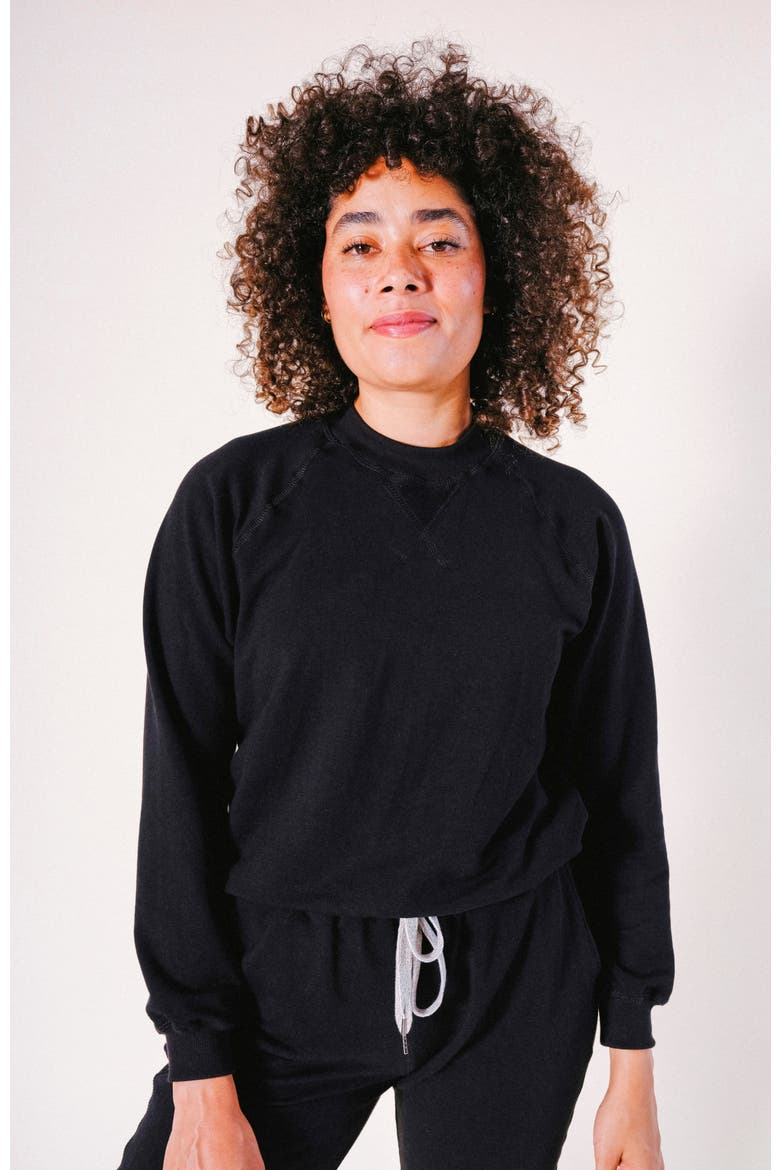 Agnes Raglan Organic Cotton + Tencel Sweatshirt, Main, color, Black