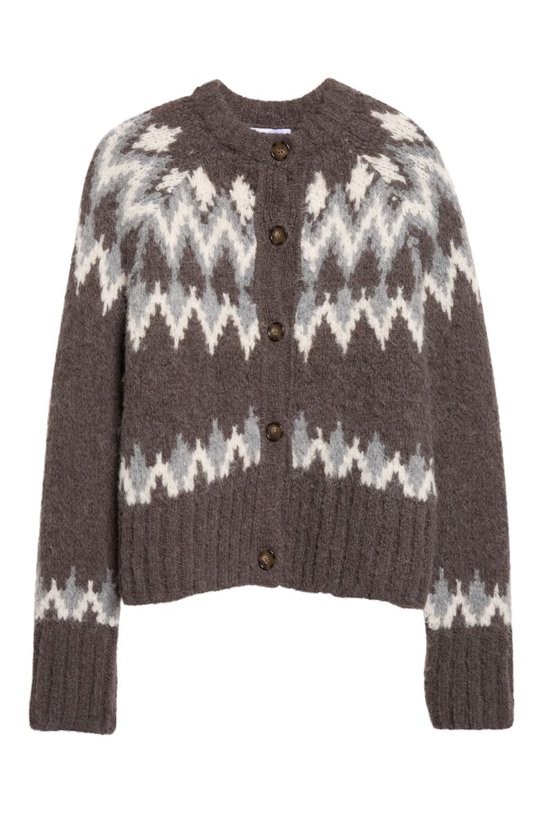 Christina Fair Isle Cardigan, Alternate, color, GREEN SHADOW MULTI