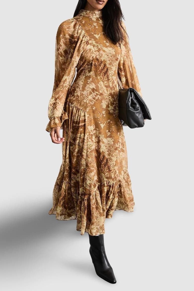 Romantic Chiffon Sleeve Midaxi Dress, Alternate, color, Neutral