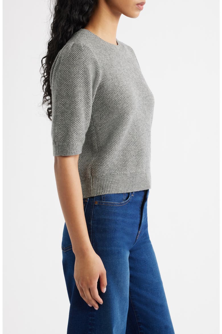 Puff Sleeve Textured Sweater, Alternate, color, HEATHER PEWTER