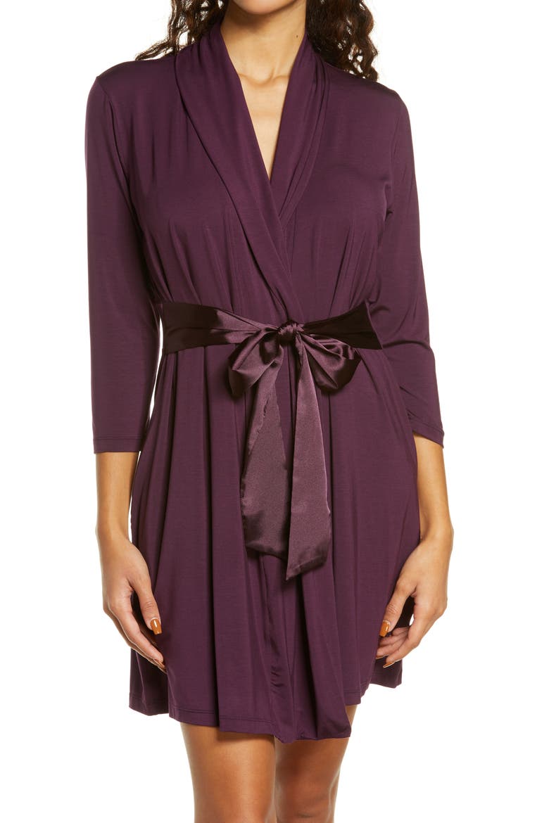 Iconic Short Robe, Main, color, DARK PANSY