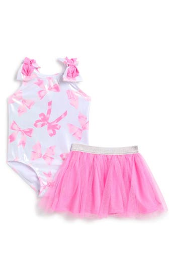 BMAGICAL BMAGICAL KIDS' BOW ONE-PIECE SWIMSUIT & TUTU COVER-UP SKIRT