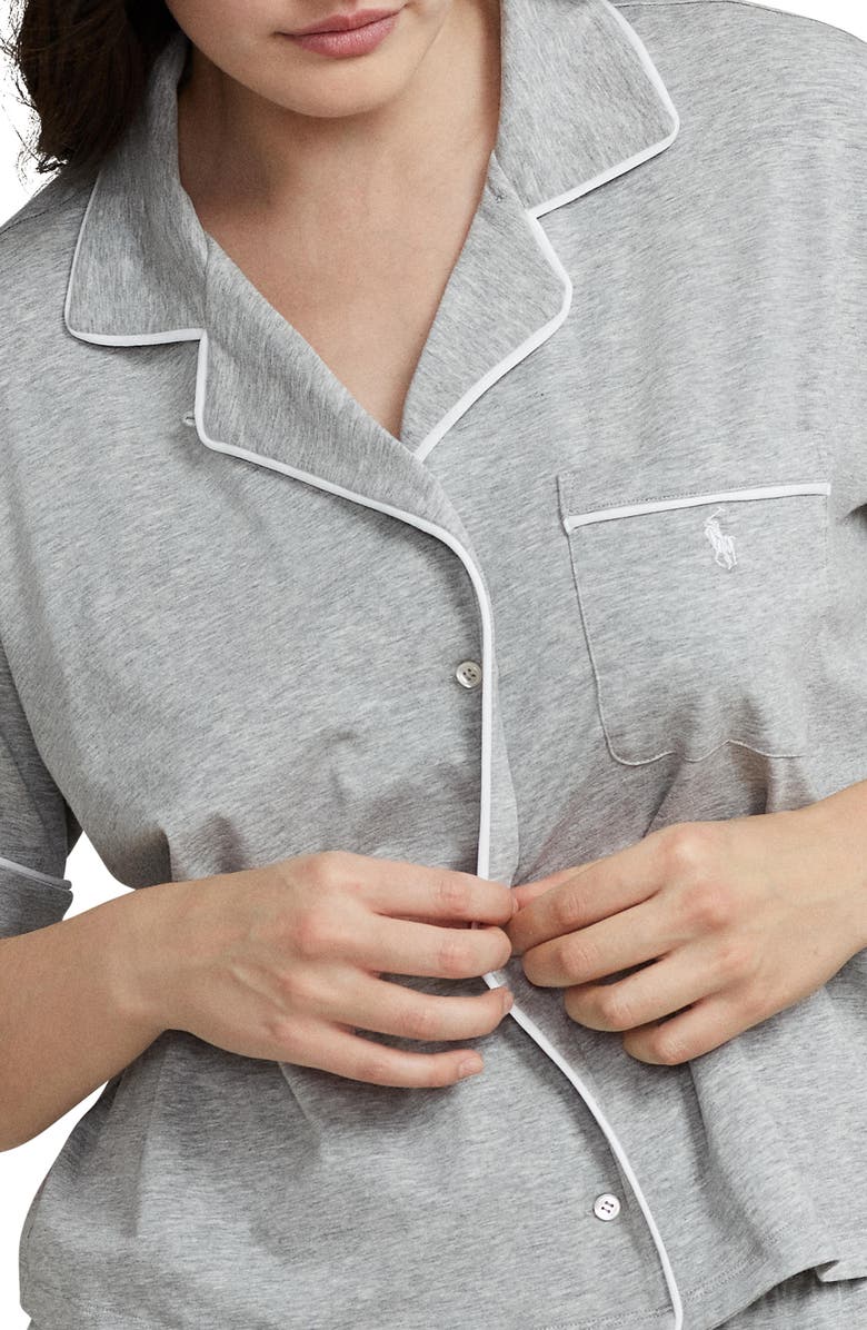 Polo Ralph Lauren Jersey Short Pajamas, Alternate, color, Heather Grey