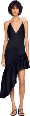 SANDRO Asymmetrical ruffled dress