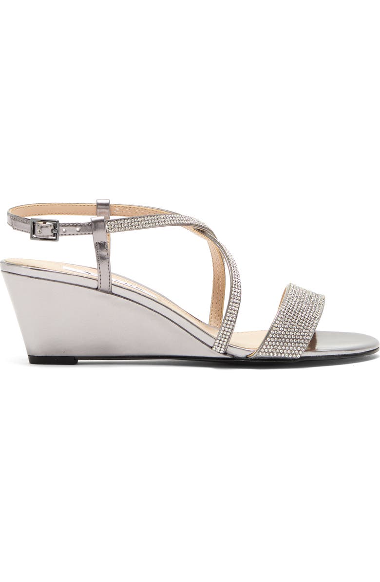 Nina Rhinestone Strappy Wedge Sandal, Alternate, color,