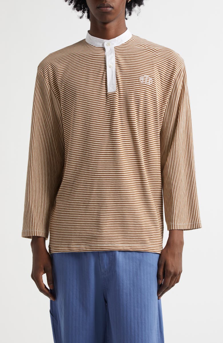 Bode Newton Stripe Top, Main, color, Brown Cream