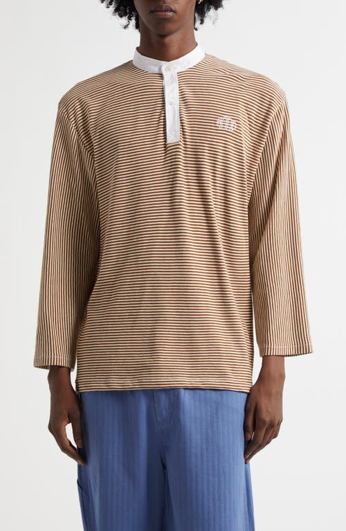 Bode Newton Stripe Top In Brown Cream