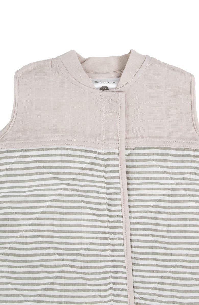 little unicorn Quilted Cotton Muslin Wearable Blanket, Alternate, color, Grey Stripe