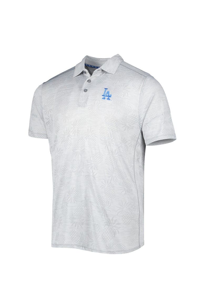 Men's Tommy Bahama Gray Los Angeles Dodgers IslandZone Pineapple Palm Coast Polo, Alternate, color, Gray