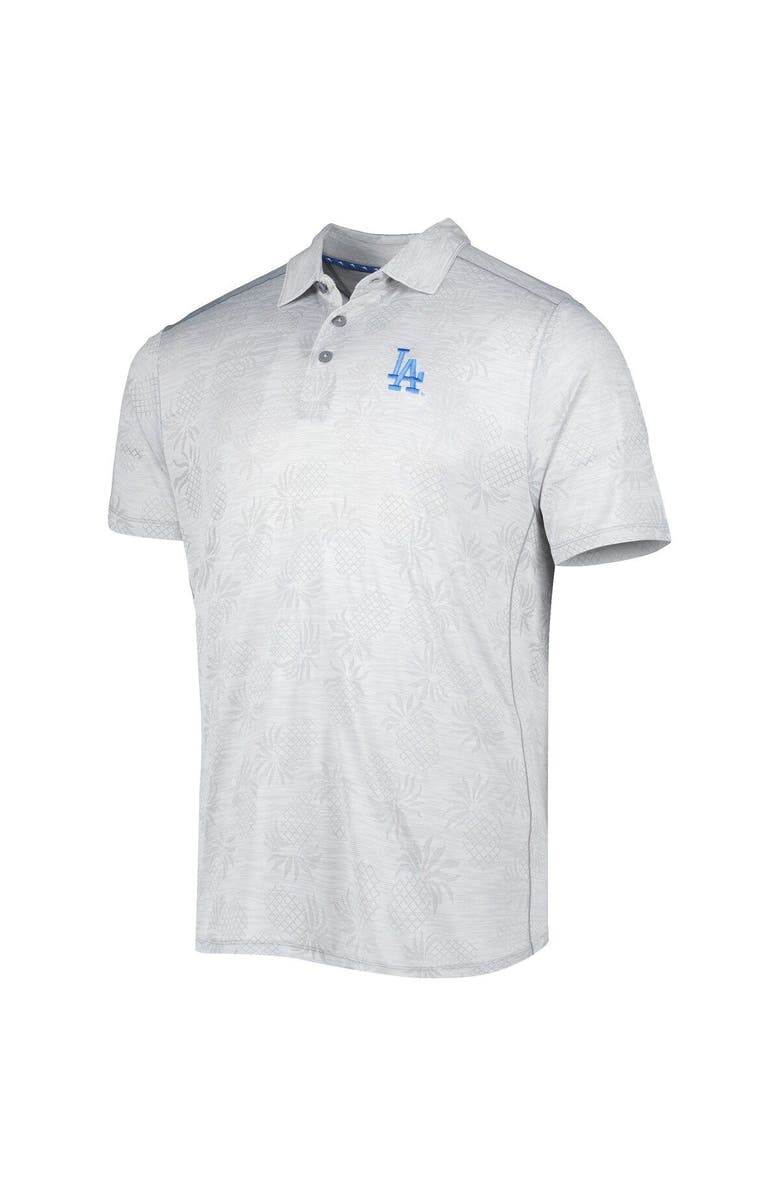 Tommy Bahama Men's Tommy Bahama Gray Los Angeles Dodgers IslandZone Pineapple Palm Coast Polo, Alternate, color, 