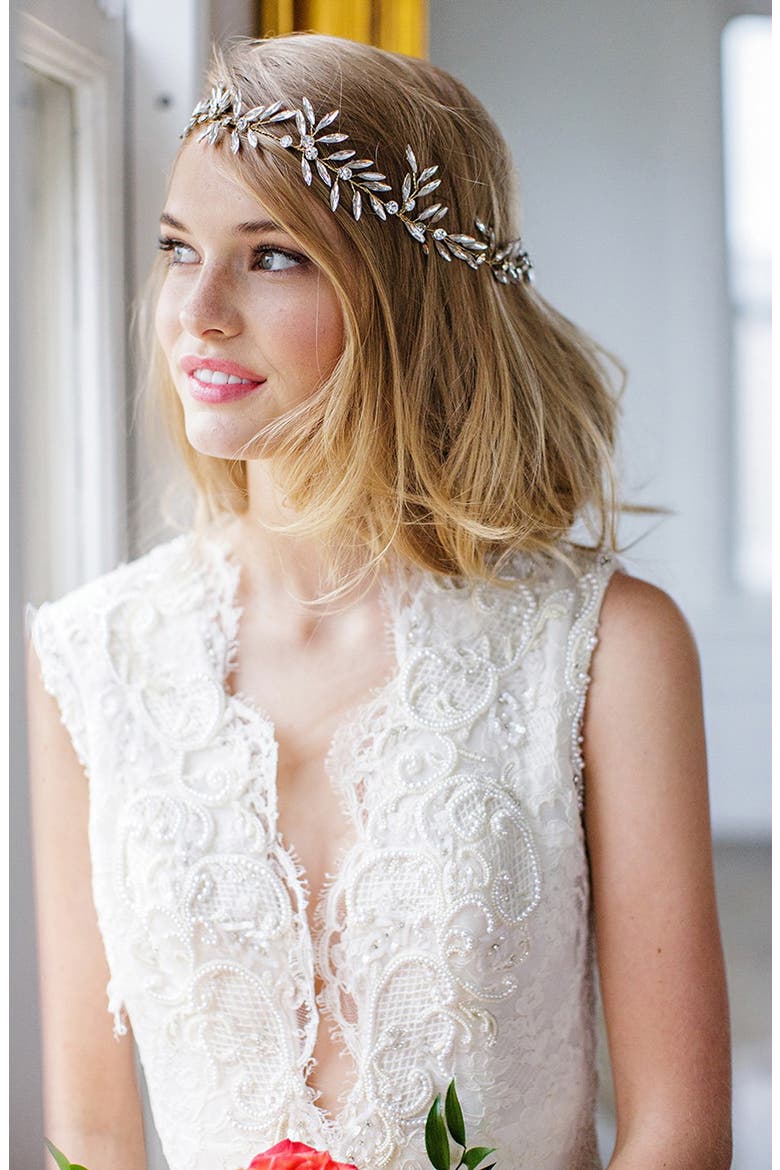 Daphne Crystal Halo & Sash, Alternate, color, 14 K GOLD