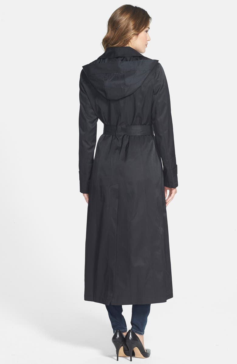 DKNY 'Lea' Double Breasted Maxi Trench Coat with Detachable Hood, Alternate, color, 