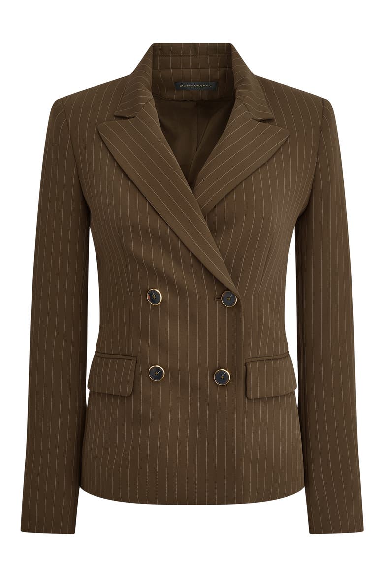 Pinstripe Double Breasted Blazer, Alternate, color, OLVE BRINE