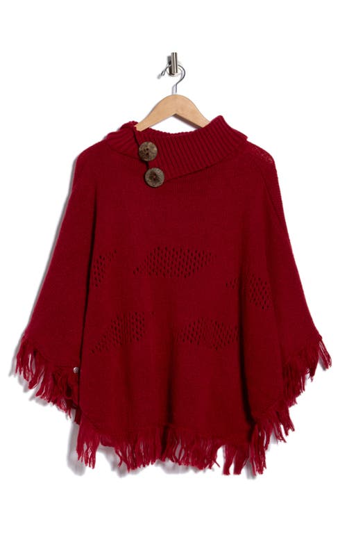 Nanette Lepore Diamond Eyelet Weave Poncho In Burgundy