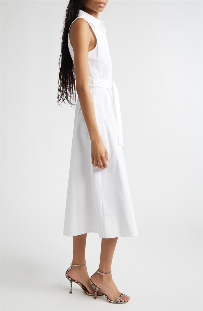Ramy Brook Darcey Tie Waist Midi Shirtdress, Alternate, color, White