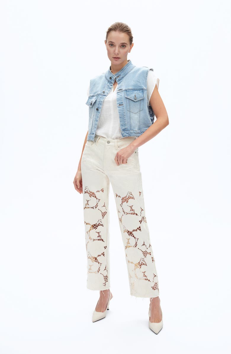 Bayeas Lace Straight Leg Jeans, Alternate, color, 