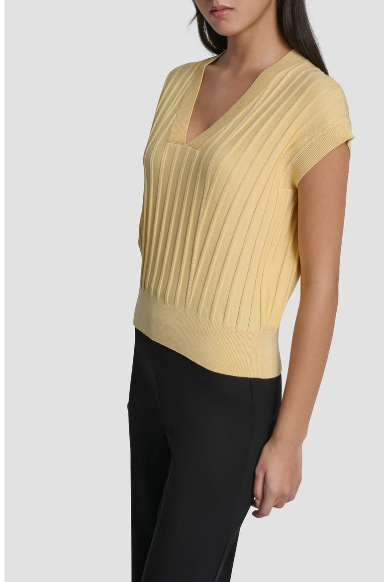 Rib Short Sleeve Sweater, Alternate, color, BUTTERCREAM