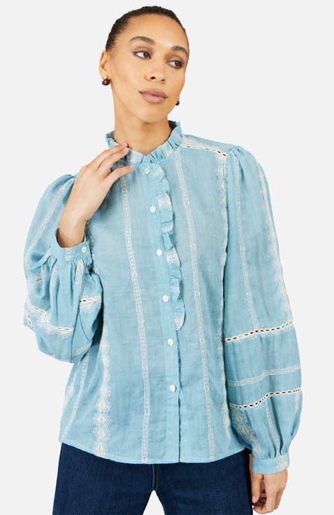 Cotton Embroidered Panel Shirt