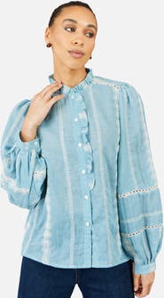 Yumi Cotton Embroidered Panel Shirt