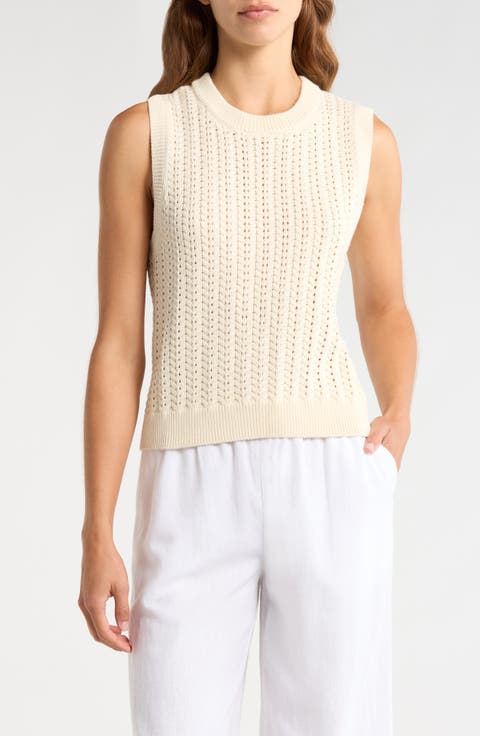 Mina Cotton Pointelle Sweater Tank