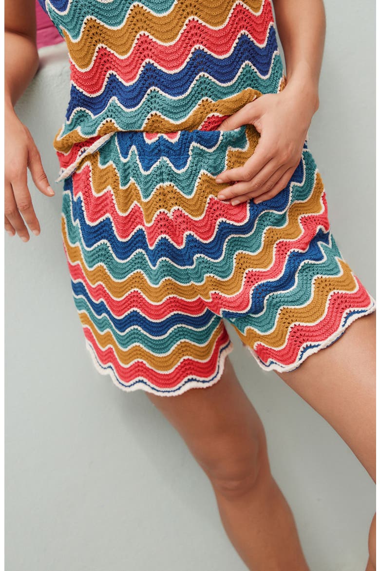 Stripe Crochet Cotton Shorts, Alternate, color, BLUE MULTI