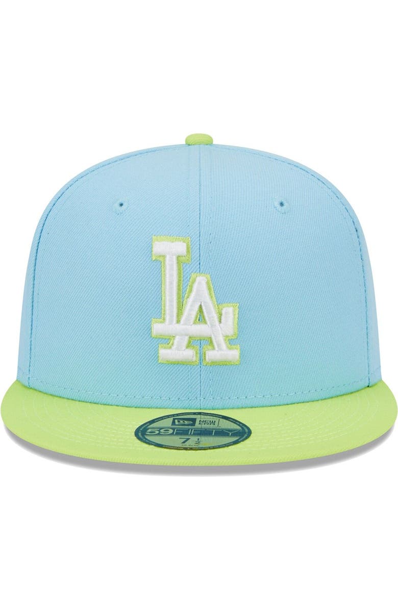 New Era Men's New Era Light Blue/Neon Green Los Angeles Dodgers Spring Color Two-Tone 59FIFTY Fitted Hat, Alternate, color, Light Blue