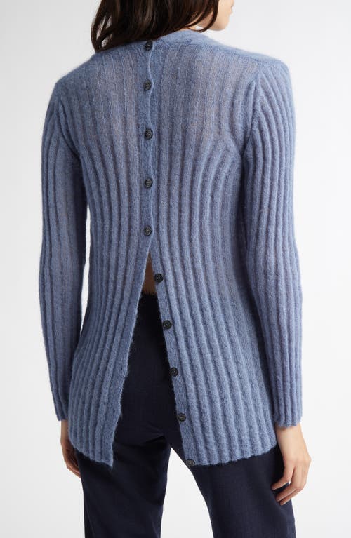 Paloma Wool Naor Button Back Mohair & Alpaca Blend Rib Cardigan In Lavender
