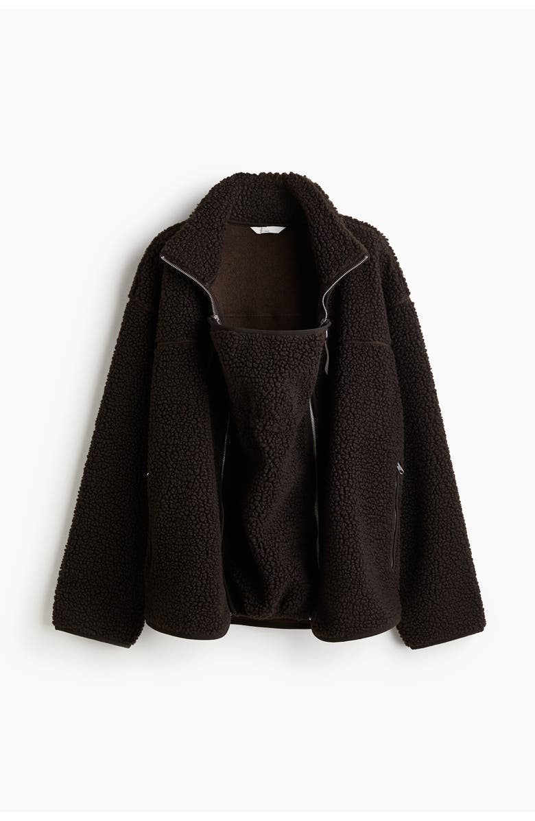H&M Mama Before & After Babywearing Teddy Jacket, Main, color, Dark Brown