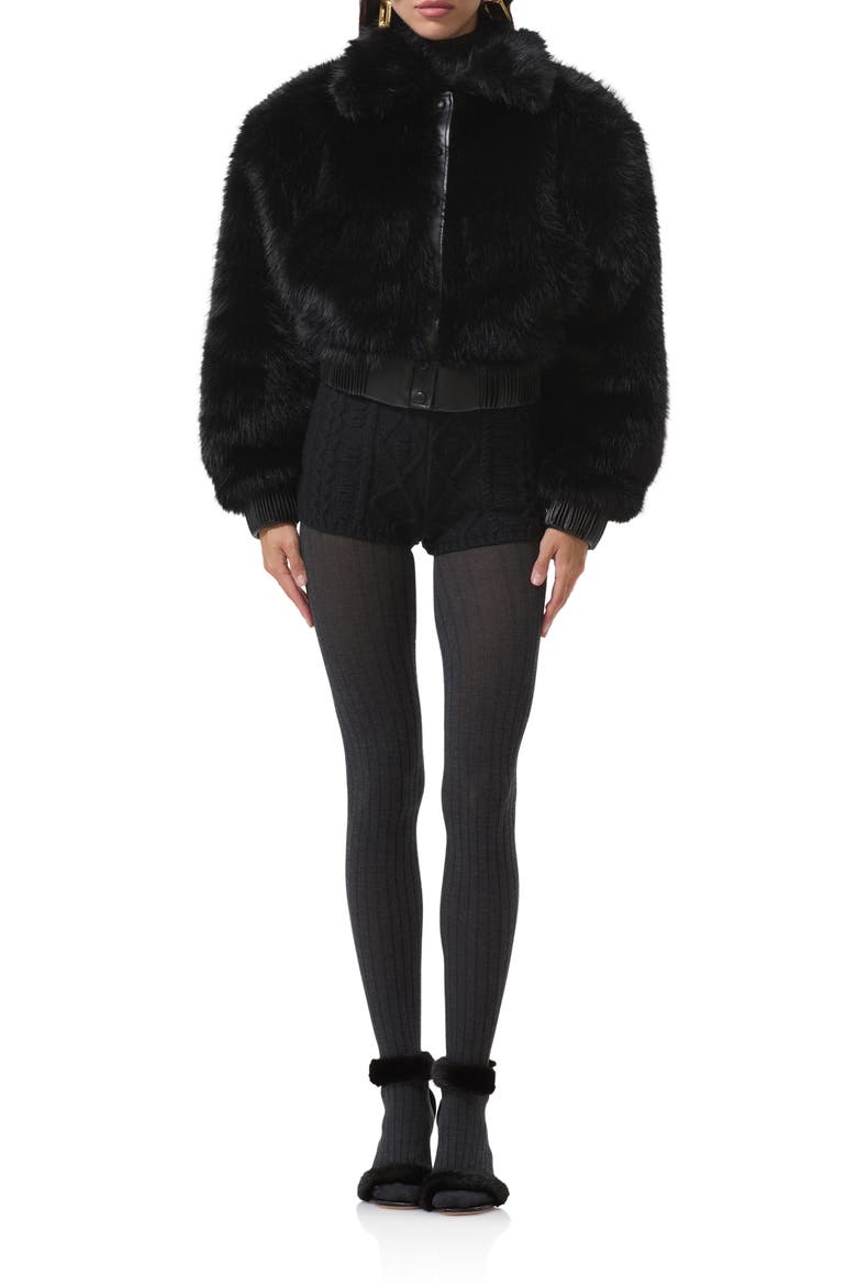Adelaide Faux Fur Crop Coat, Main, color, NOIR