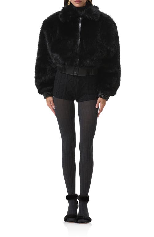 AFRM Adelaide Faux Fur Crop Coat in Noir  product