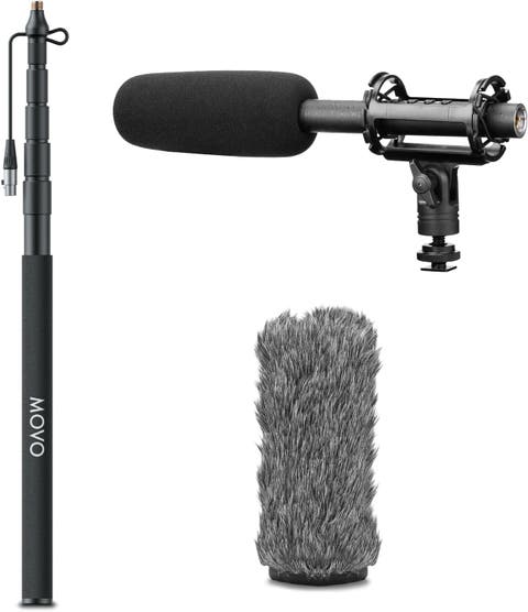 XLR Shotgun Microphone and Boom Pole Kit for Location Sound Recording in Filmmaking, ENG, and Broadcast Audio