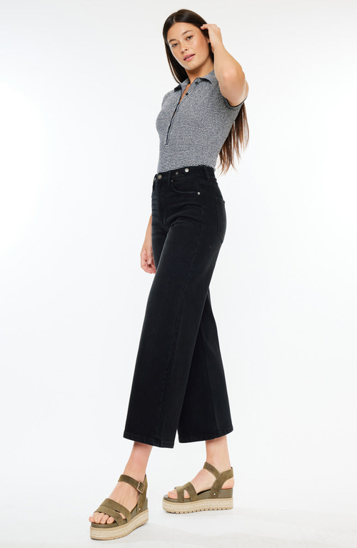 Kancan Victoria Ultra High Rise Cropped Wide Leg Jeans In Multi