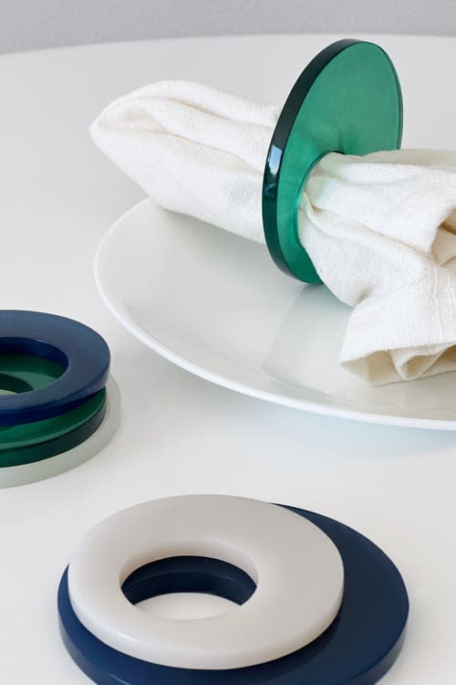Pillowpia Resin Napkin Rings Large Set/4 In Blue