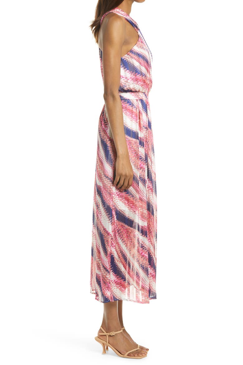 Halter Chiffon Maxi Dress, Alternate, color, PINK- PURPLE ABSTRACT STP