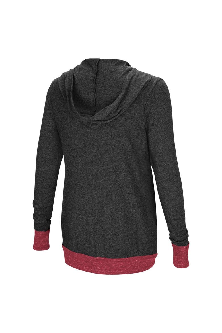Women's Colosseum Charcoal Indiana Hoosiers Plus Size Steeplechase Open Hooded Tri-Blend Cardigan, Alternate, color, Charcoal