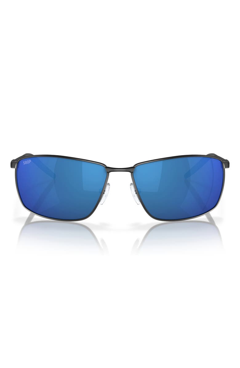 Costa Del Mar Turret 63mm Oversize Polarized Mirrored Rectangular Sunglasses, Main, color,